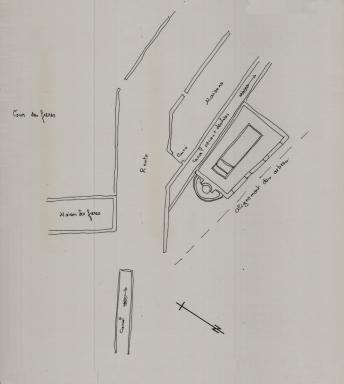 Projet de lavoir public et d'une fontaine sur l'axe de la place des Lices. Plan dressé par Vasserot le 8 mai 1859,