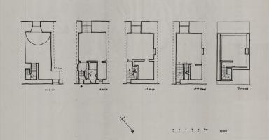 [Plans du sous-sol, rez-de-chausse, 1er, 2e tages, terrasse]