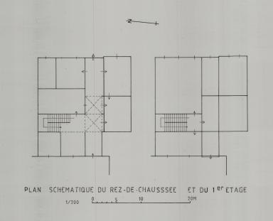 Plan schématique du rez-de-chaussée et du 1er étage.