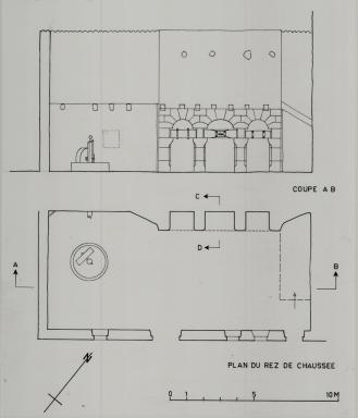 Plan du rez-de-chausse et coupe AB.