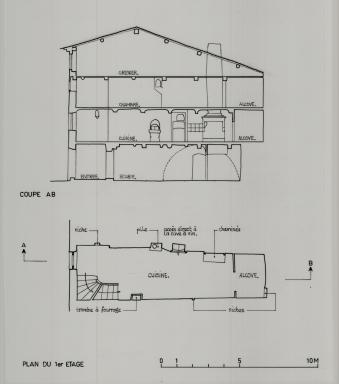Plan du 1er tage et coupe AB.