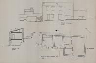 Façade antérieure. Plan du rez-de-chaussée. Coupe AB.