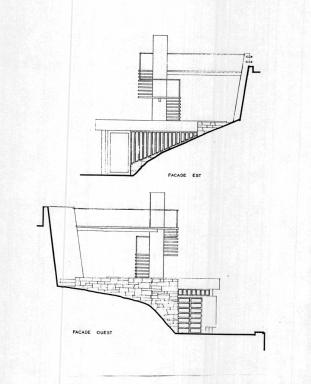 Propri�t� de M. Lef�vre � Saint-Clair. [Villa Le Pin Blanc]. Fa�ade est. Fa�ade ouest, 1957.