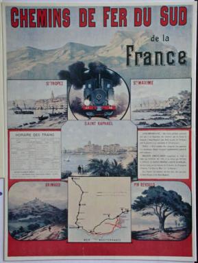 Affiche ralise vers 1900 pour la ligne du littoral reliant Toulon  Saint-Raphal.