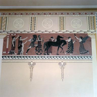Panneau de frise situ  l'ouest sur le mur nord de l'ancienne bibliothque (aprs restauration).