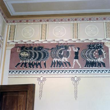 Panneau de frise situé à l'est sur le mur nord de l'ancienne bibliothèque (après restauration).