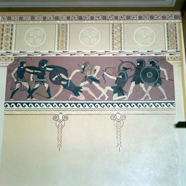 Panneau de frise situ  l'ouest sur le mur sud de l'ancienne bibliothque (aprs restauration).