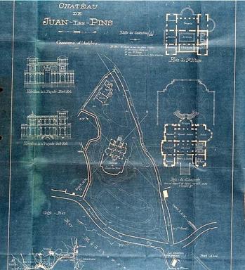 Plan de la proprit. Plans du rez-de-chausse surlev et du 1er tage, faades est et ouest.