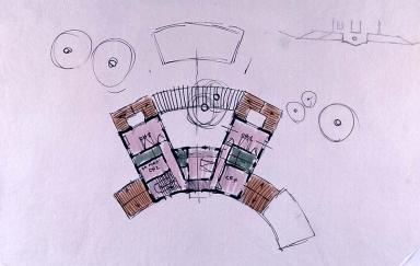 Projet. Plan du 1er étage (photo inversée).