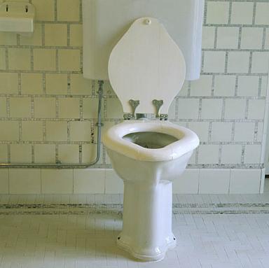 2e étage. La salle de bain nord. Le W-C. Vue de face.