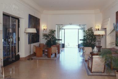 Le vestibule avec la terrasse à l'arrière plan.