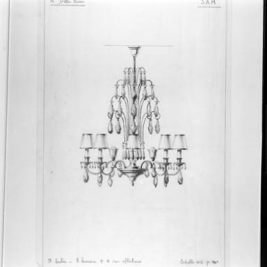 Dessin d'un lustre prvu pour la salle  manger.