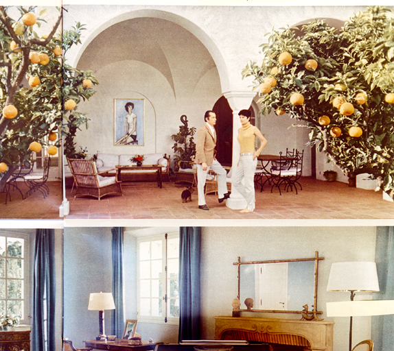 La loggia. Vue prise du patio avec Annabel et Bernard Buffet.