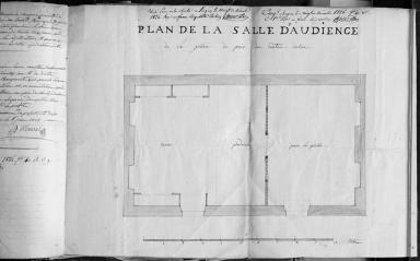 Plan de la salle d'audience de la justice de paix  tablir au rez-de-chausse de l'htel de ville.