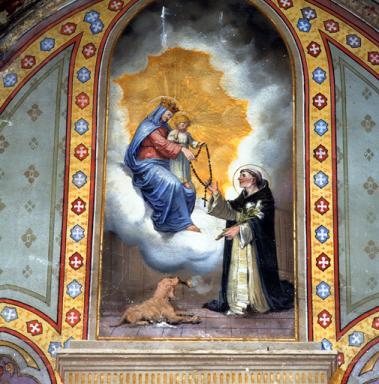 Vierge remettant le rosaire  saint Dominique.