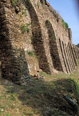 Mur d'enceinte, front est, vue d'ensemble prise du sud-est.