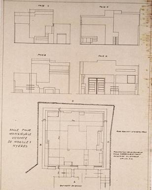 Rez-de-chaussée. L'atelier de Charles de Noailles. Plan et élévations.