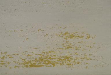 Détail: traces de peintures jaunes sur les lames de pare-soleil, sur la façade sud.