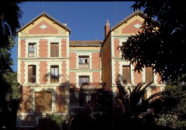 La faade sud. Vue d'ensemble depuis le jardin.