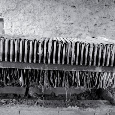 Aire de lavage de la terre. "Filtre presse". Détail.